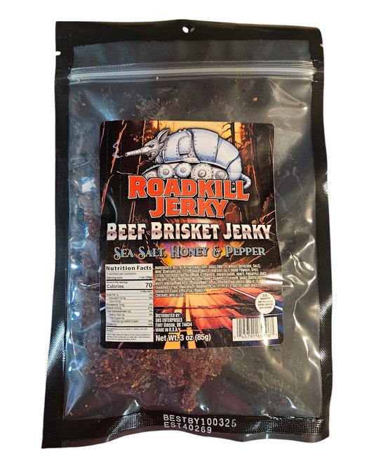 Roadkill Beef Brisket Jerky 3oz Sea Salt, Honey, and Pepper